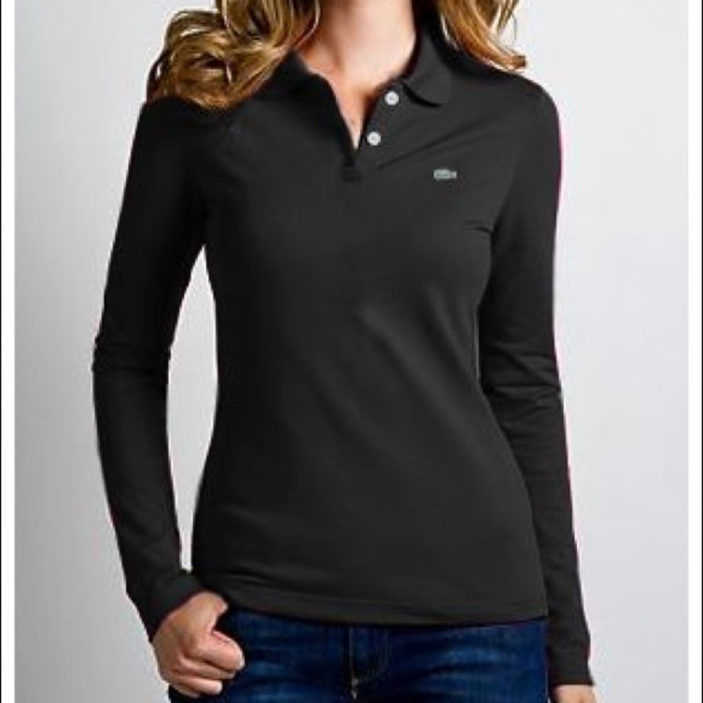 Lactose black long sleeved button up polo shirt